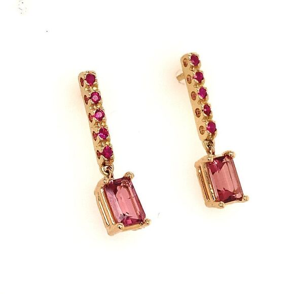 Rubellite Tourmaline Ruby Earrings 14k Gold 1.25 TCW Certified $3,950 018676 - Picture 4 of 13